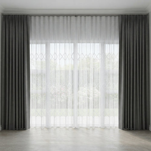 Cortina Riel Doble Gasa y Blackout Blanco/Gris Oscuro 2.00x2.40 | Texalia