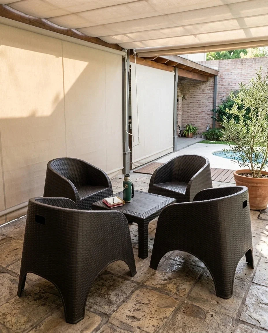 Juego de Jardín 4 Sillones Rocco + Mesa 70x70 | Texalia
