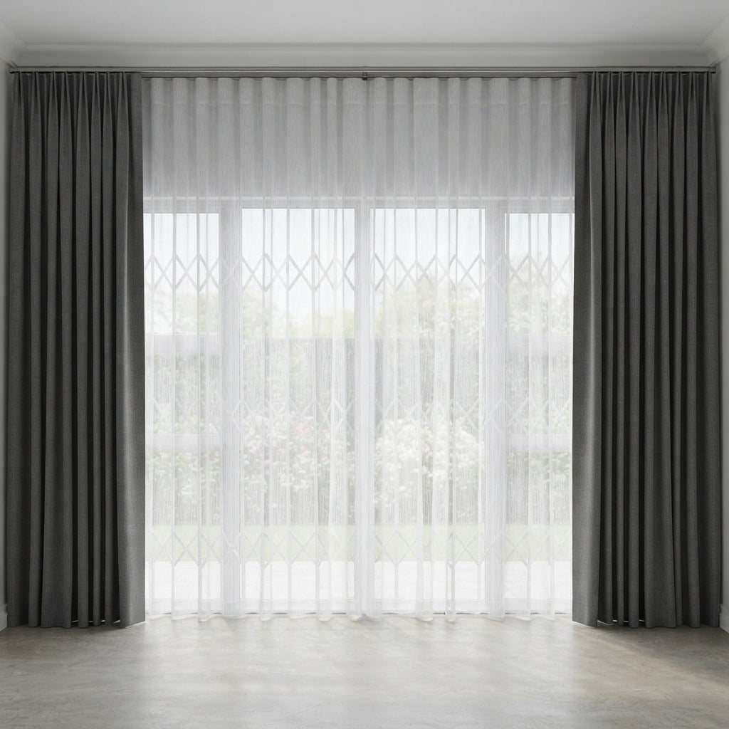 Cortina Riel Doble Gasa y Blackout Blanco/Plata 2.60x2.40 Texalia