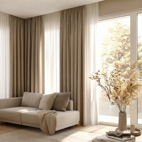 Cortina Riel Doble Gasa y Blackout - 2.60 X 2.40 - (Blanco/Plata)