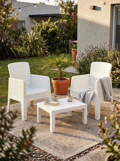 Juego de Jardín 2 Sillones Nilo + Mesa Rocco 90x90 | Texalia