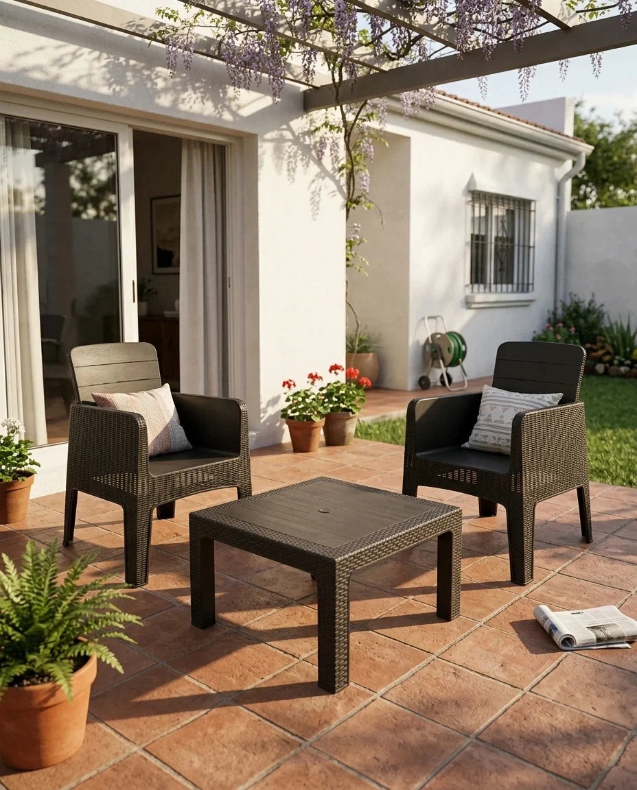 Juego de Jardín 2 Sillones Nilo + Mesa Rocco 90x90 | Texalia