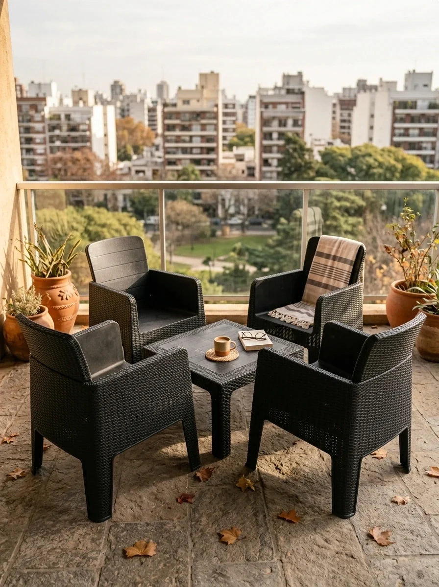 Juego de Jardín 4 Sillones Nilo + Mesa 70x70 | Texalia