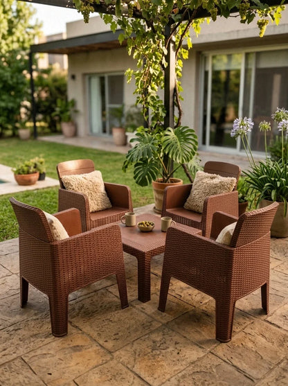 Juego de Jardín 4 Sillones Nilo + Mesa 70x70 | Texalia