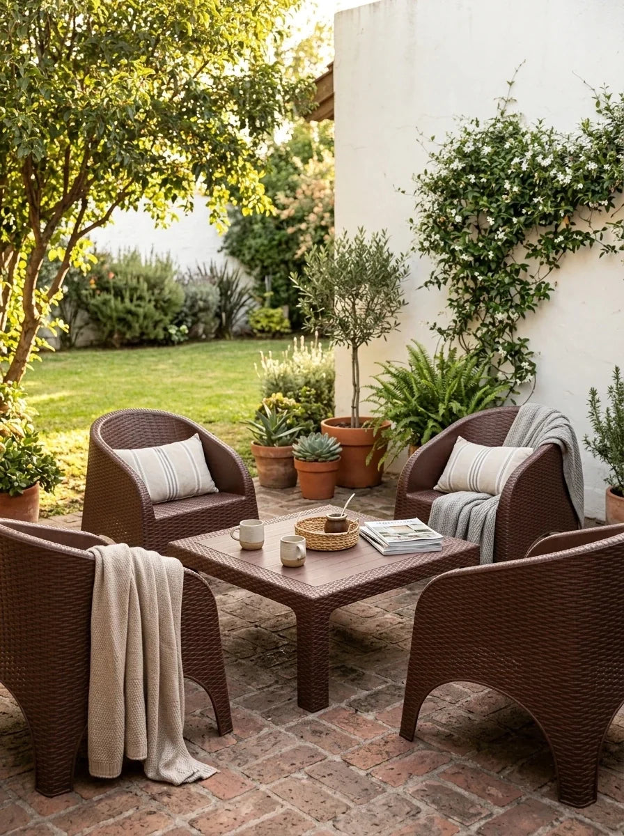 Juego de Jardín 4 Sillones Rocco + Mesa 70x70 | Texalia