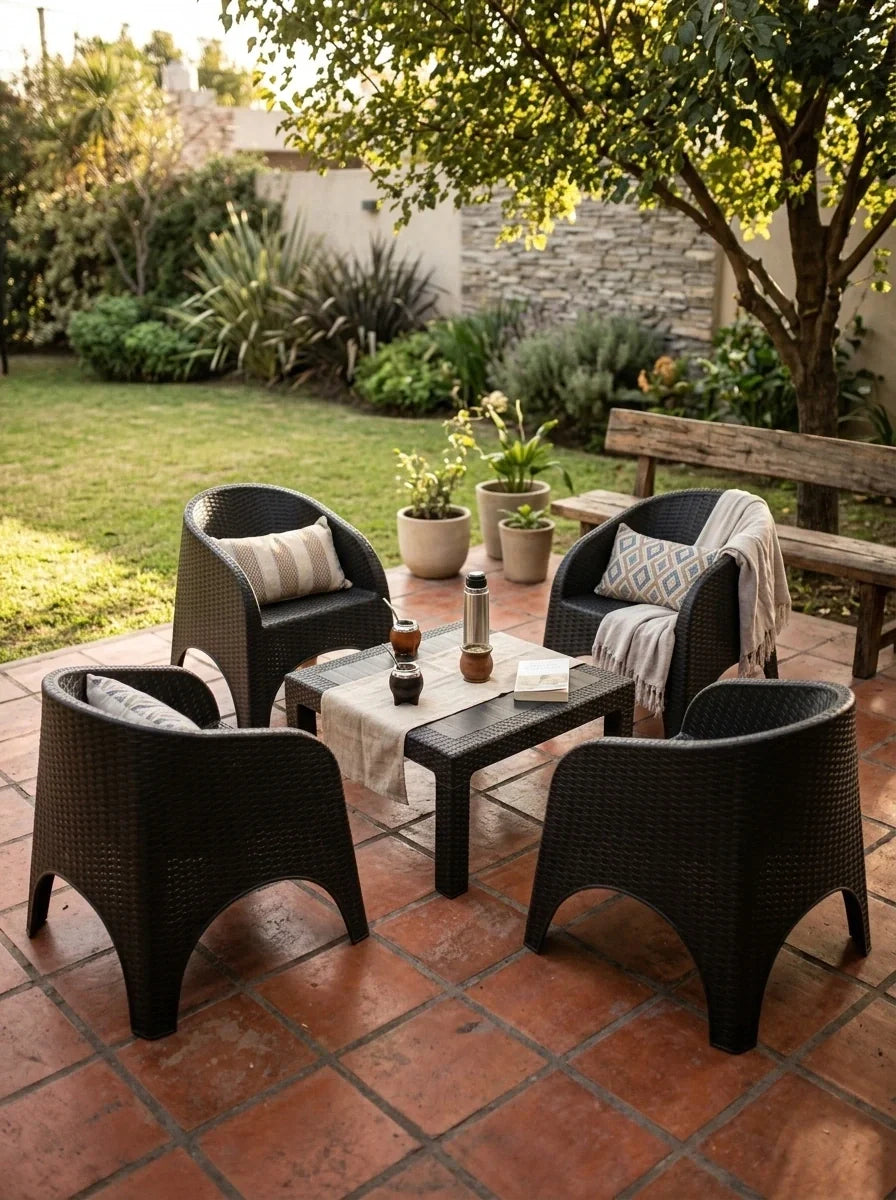 Juego de Jardín 4 Sillones Rocco + Mesa 70x70 | Texalia