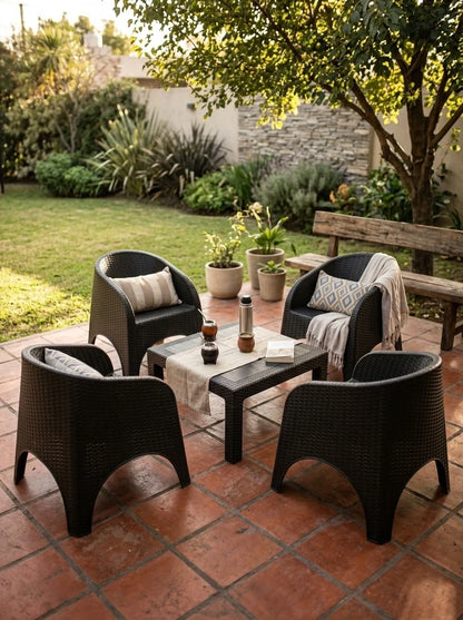 Juego de Jardín 4 Sillones Rocco + Mesa 70x70 | Texalia