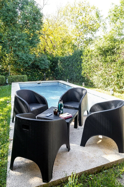 Juego de Jardín 4 Sillones Rocco + Mesa 70x70 | Texalia