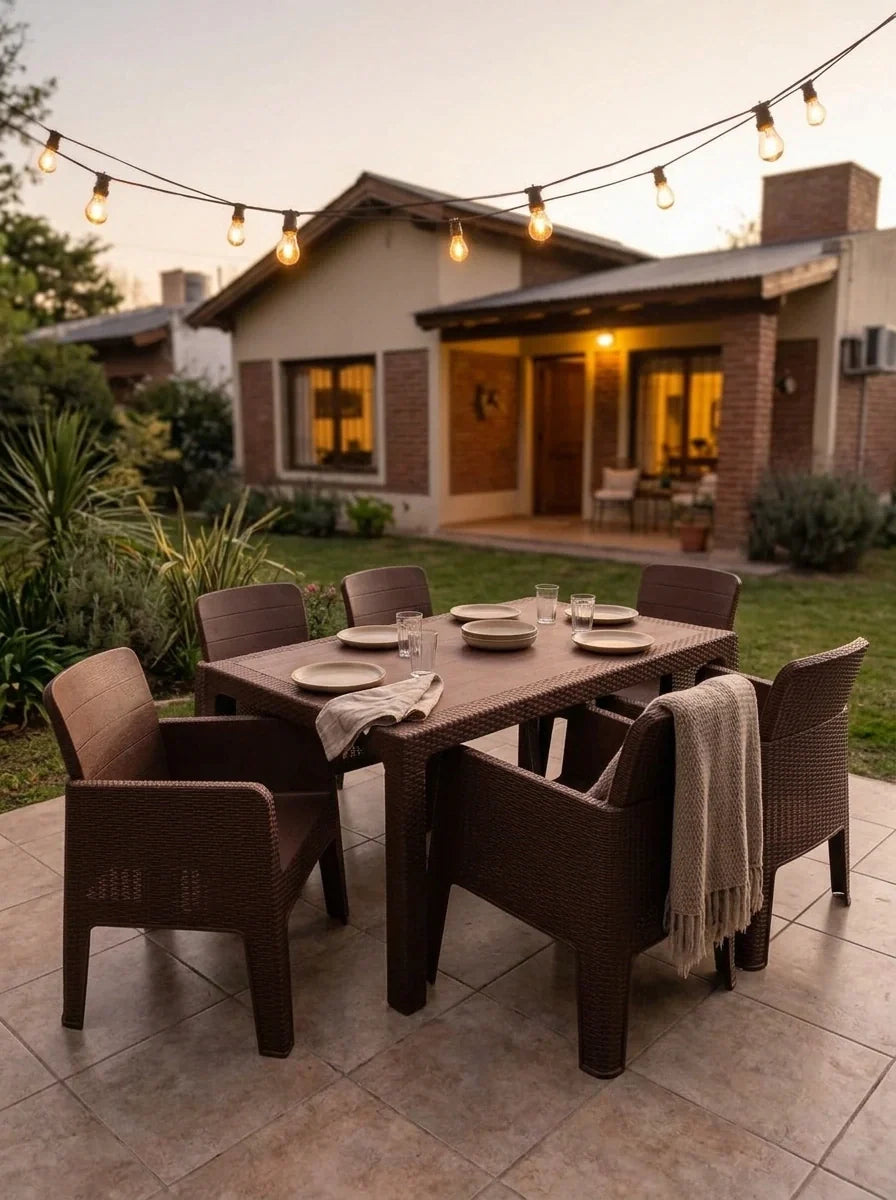 Juego de Jardín Mesa 150x90 + 6 Sillones Nilo | Texalia