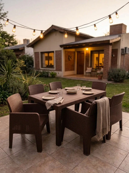 Juego de Jardín Mesa 150x90 + 6 Sillones Nilo | Texalia