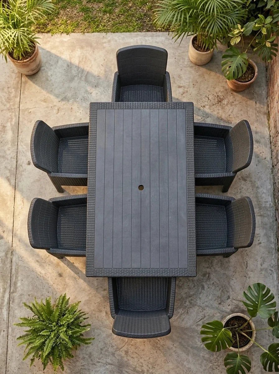 Juego de Jardín Mesa 150x90 + 6 Sillones Nilo | Texalia
