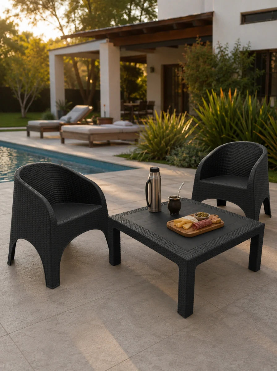 Juego de Jardín Mesa Rocco + 2 Sillones Rocco | Texalia