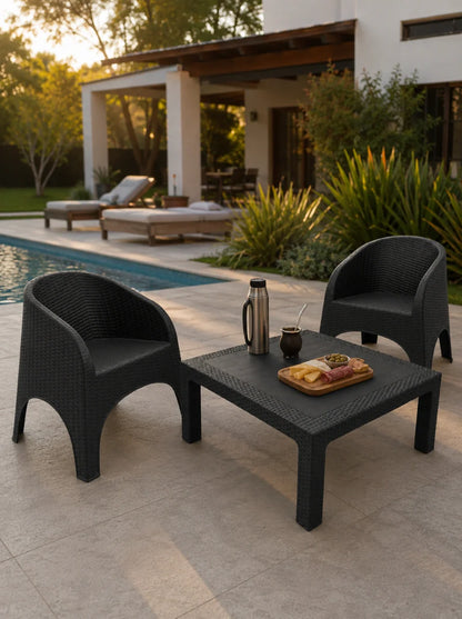 Juego de Jardín Mesa Rocco + 2 Sillones Rocco | Texalia