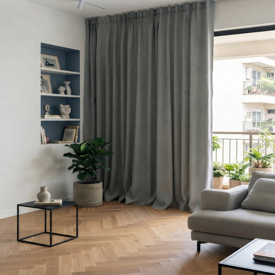 Cortina Riel Europeo Blackout Melody Gris Oscuro 2.60x2.40 | Texalia