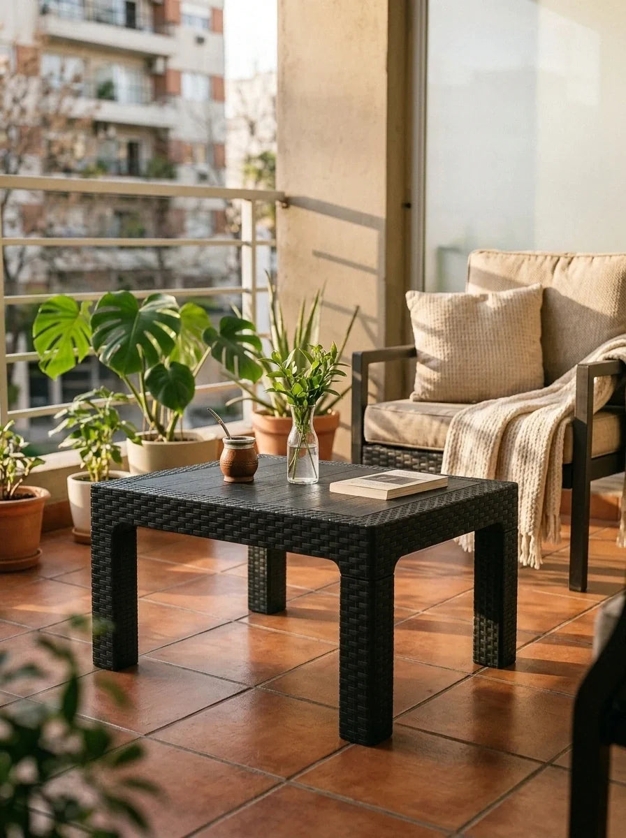 Mesa Ratona Simil Rattán Rocco 70x70 | Texalia