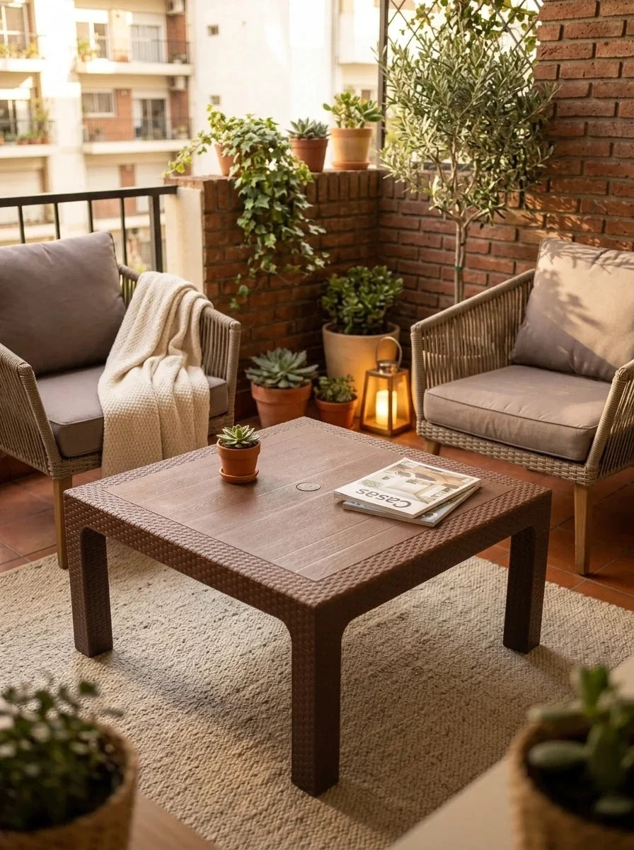 Mesa Ratona Simil Rattán Rocco 70x70 | Texalia