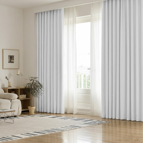 Cortina Riel Doble Gasa y Blackout Blanco/Blanco 2.00x2.40 | Texalia