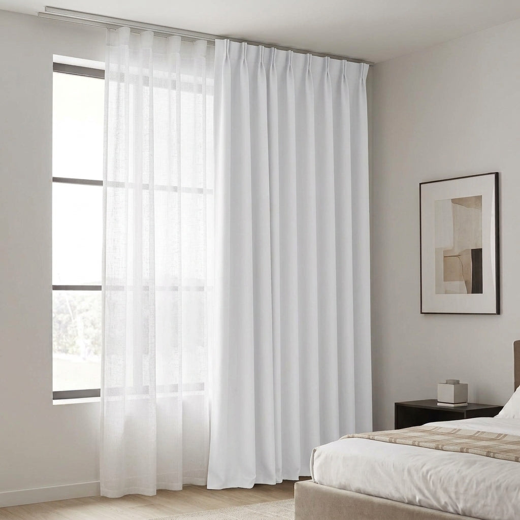 Cortina Riel Doble Gasa y Blackout Blanco/Plata 2.60x2.40 Texalia