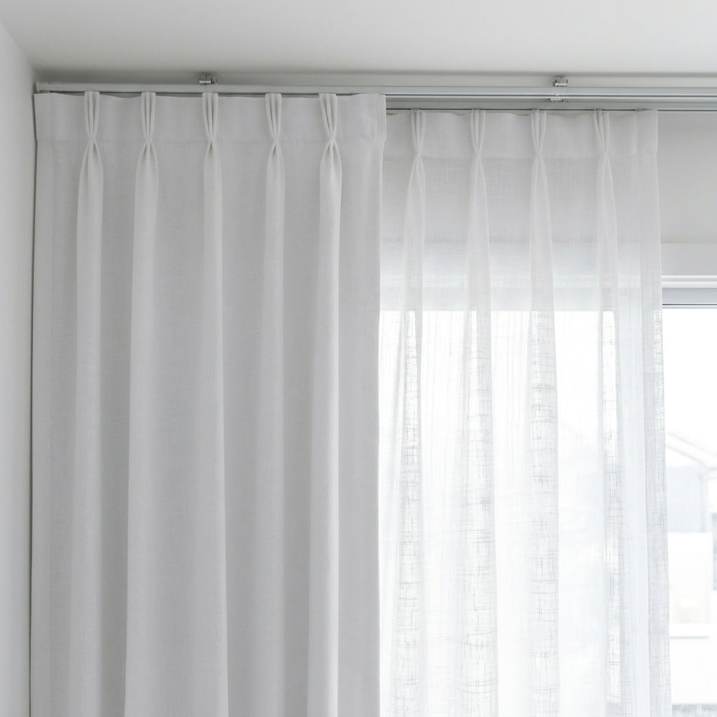 Cortina Riel Doble Gasa y Blackout Blanco/Gris Oscuro 2.00x2.40 | Texalia