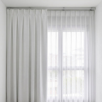 Cortina Riel Doble Gasa y Blackout Blanco/Gris Oscuro 2.00x2.40 | Texalia